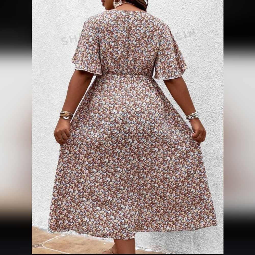 SHEIN Women's Ditsy Floral Print Ruffle Hem Dress NWT - Picture 10 of 15